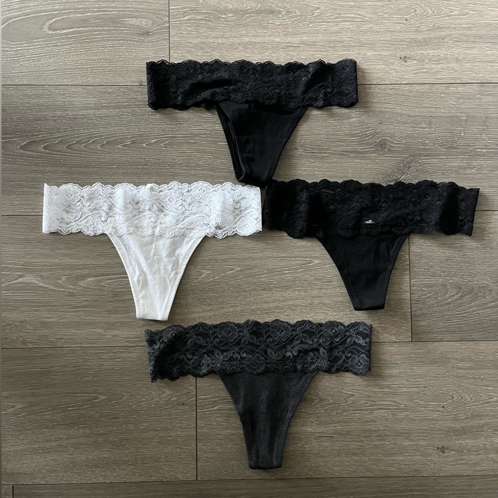 NWOT Pact 4 Pack of Lace Thong Panties Size XS